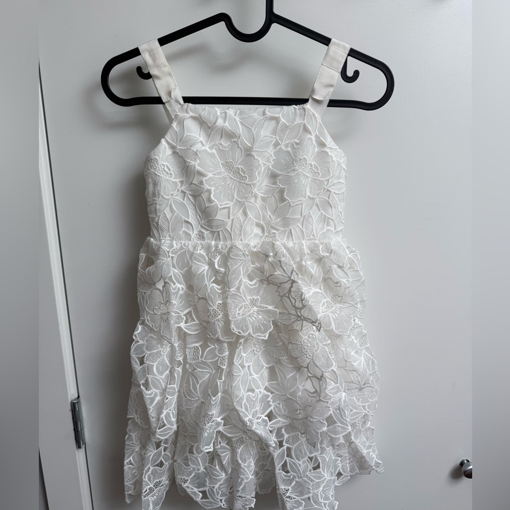 Girl Self portrait white ORGANZA LACE MIDI DRESS US6